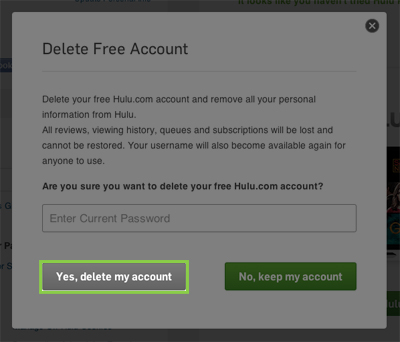Hulu delete account